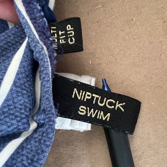 Niptuck Swim US 6 Blue White Striped Convertible One Piece Swimsuit Swimwear - Picture 8 of 10